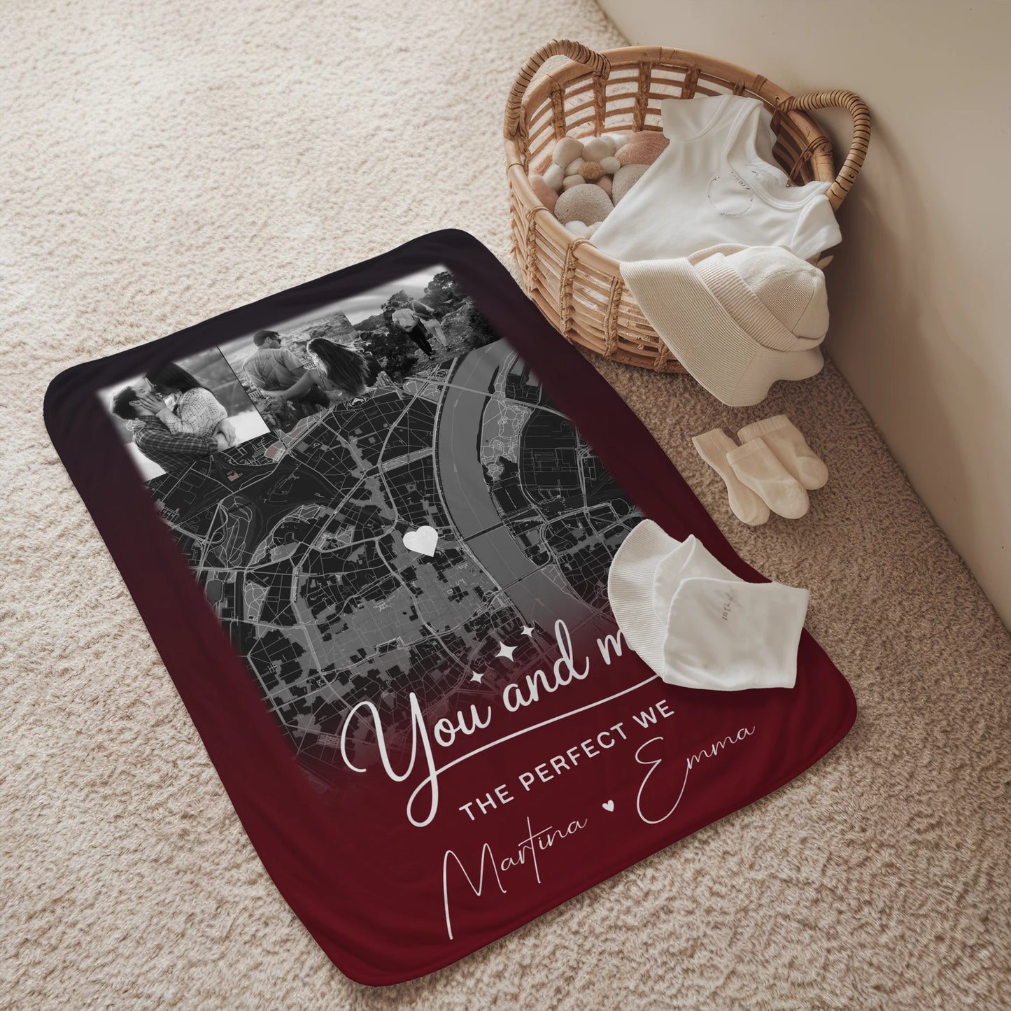 Personalisierte Decke Mit Namen 4 Fotos und Karte Our Love Has No Limits No End Geschenk 2