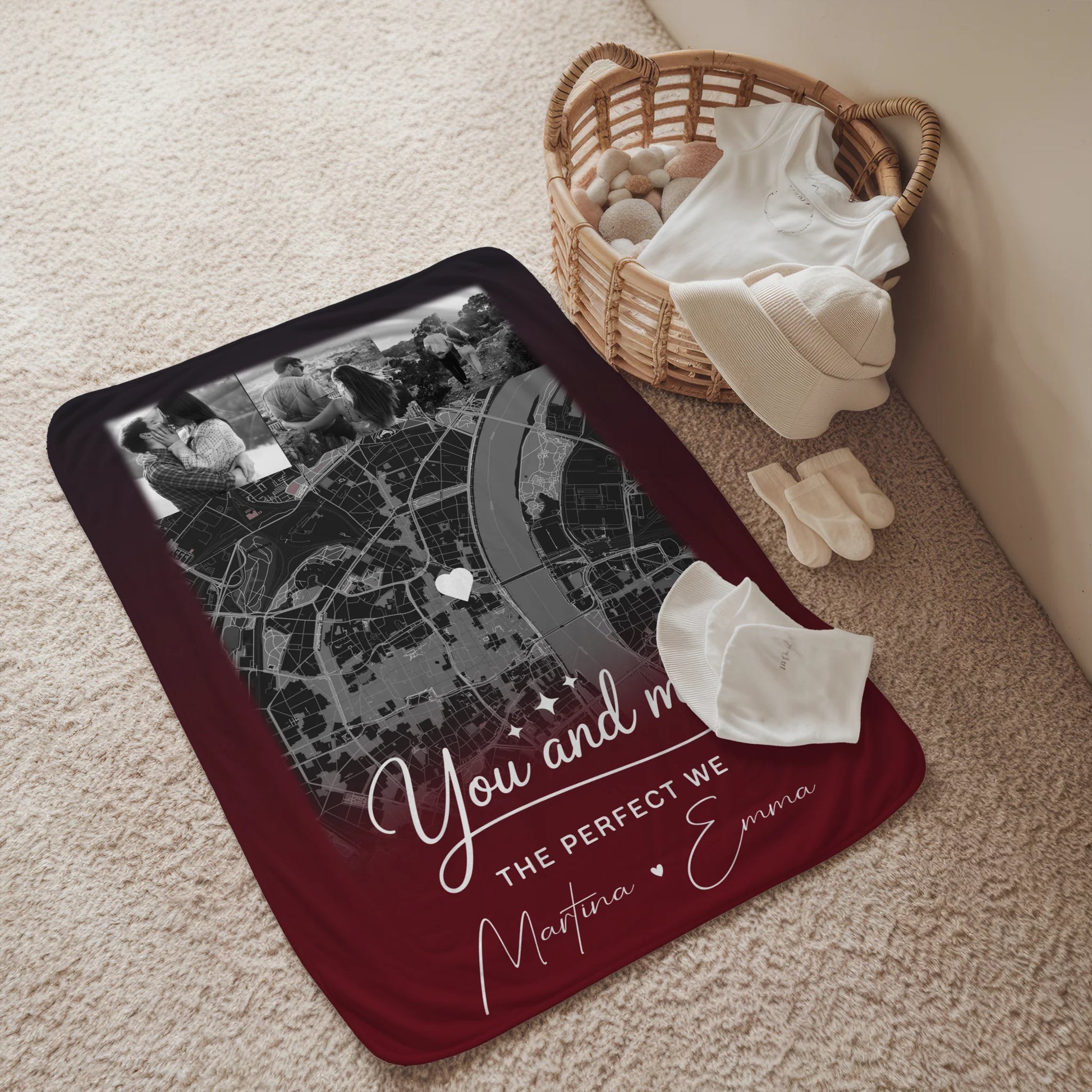 Personalisierte Decke Mit Namen 4 Fotos und Karte Our Love Has No Limits No End Geschenk 2