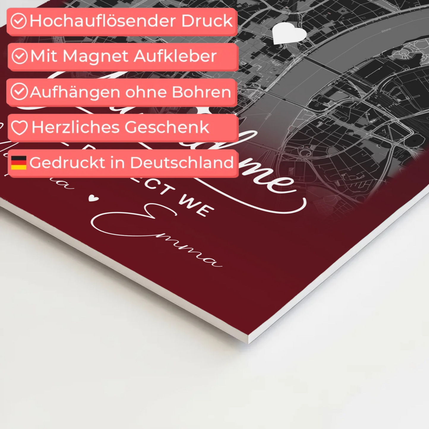 Personalisiertes Fotoboard Poster Magnetisch mit 4 Fotos und Karte Our Love Has No Limits No End