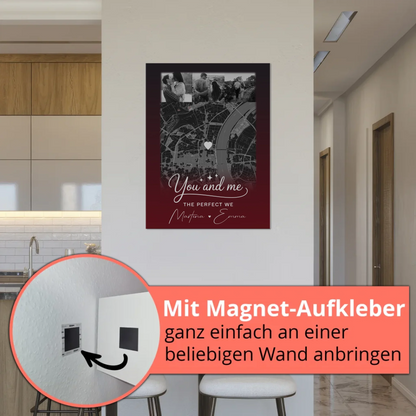 Personalisiertes Fotoboard Poster Magnetisch mit 4 Fotos und Karte Our Love Has No Limits No End