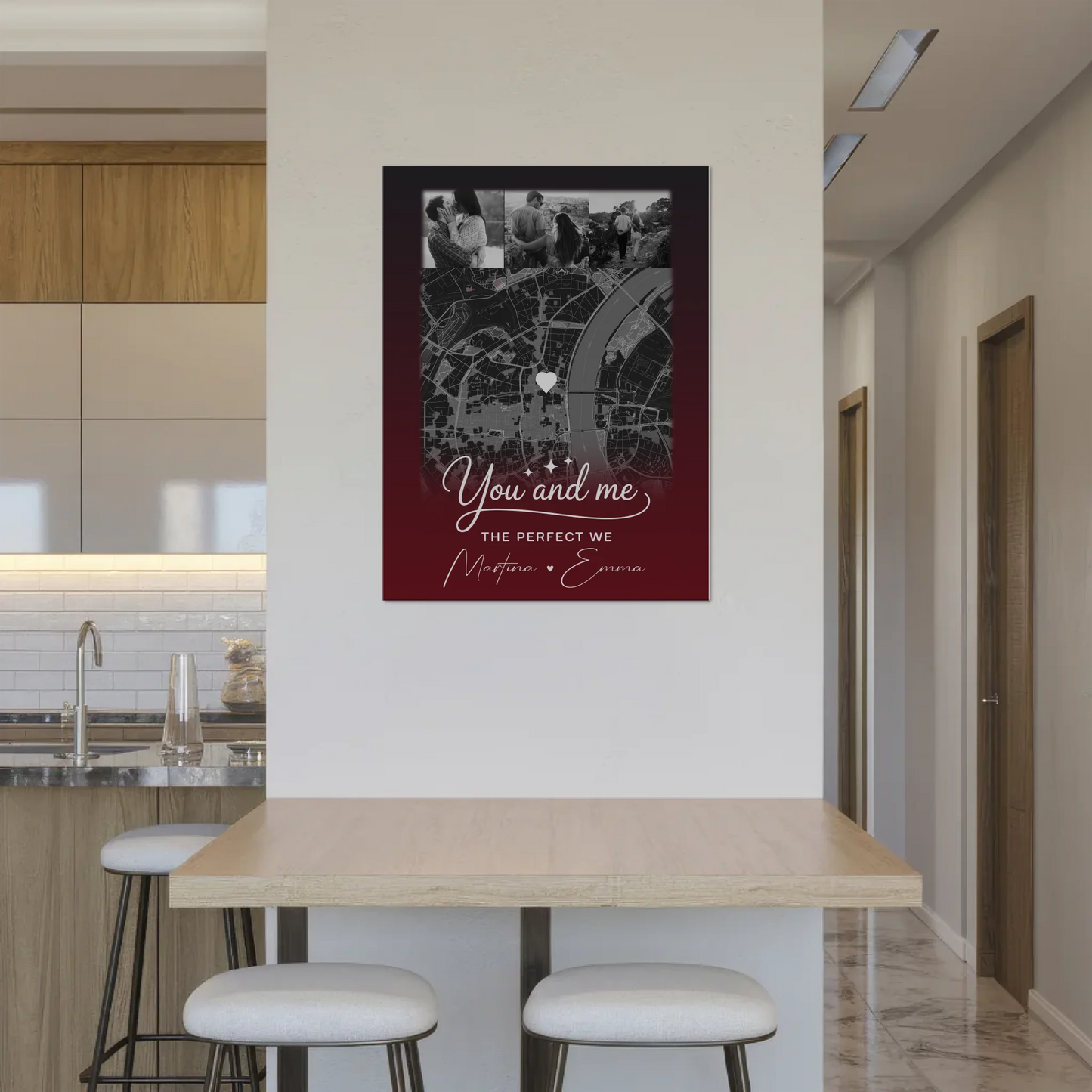 Personalisiertes Fotoboard Poster Magnetisch mit 4 Fotos und Karte Our Love Has No Limits No End