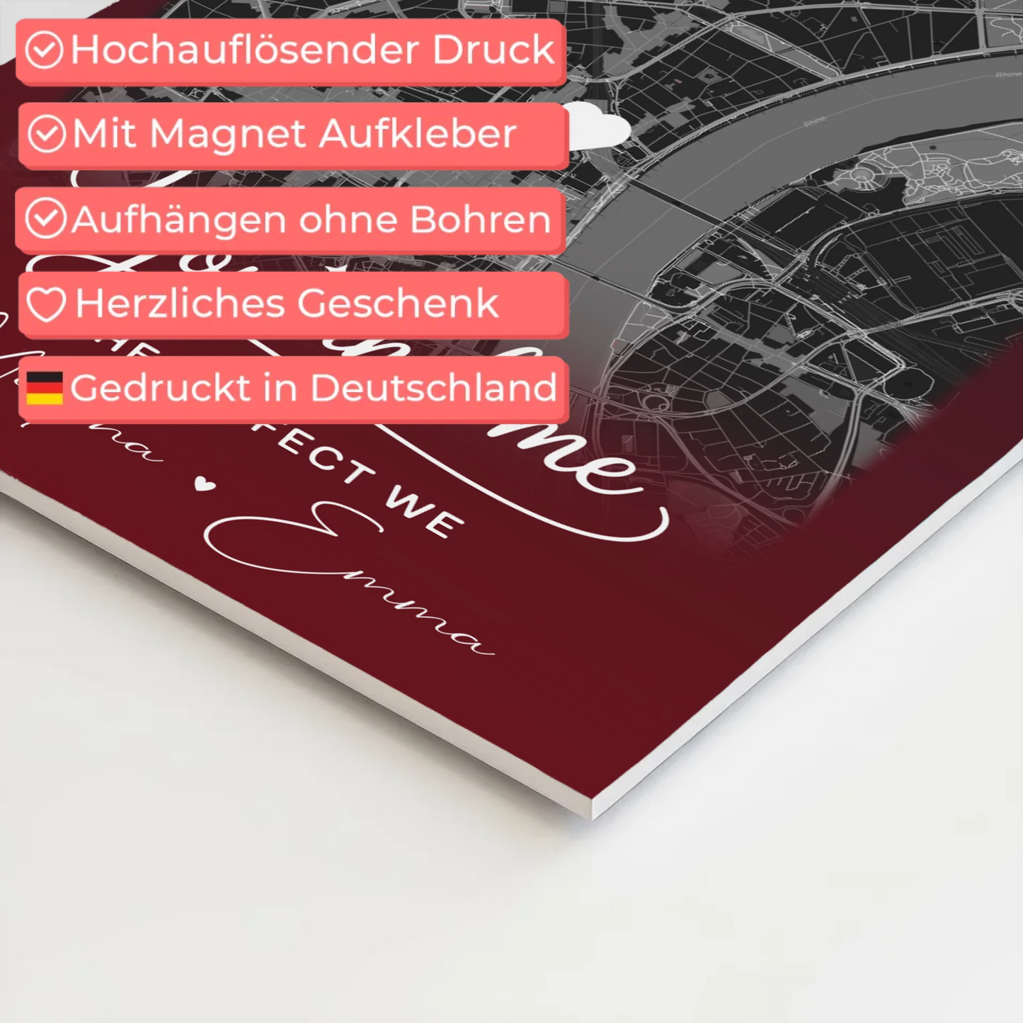 Personalisiertes Fotoboard Poster Magnetisch mit 4 Fotos und Karte Our Love Has No Limits No End