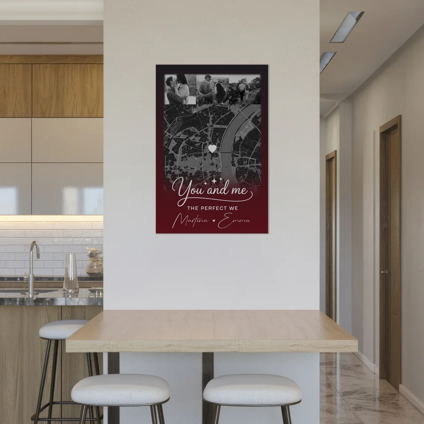 Personalisiertes Fotoboard Poster Magnetisch mit 4 Fotos und Karte Our Love Has No Limits No End