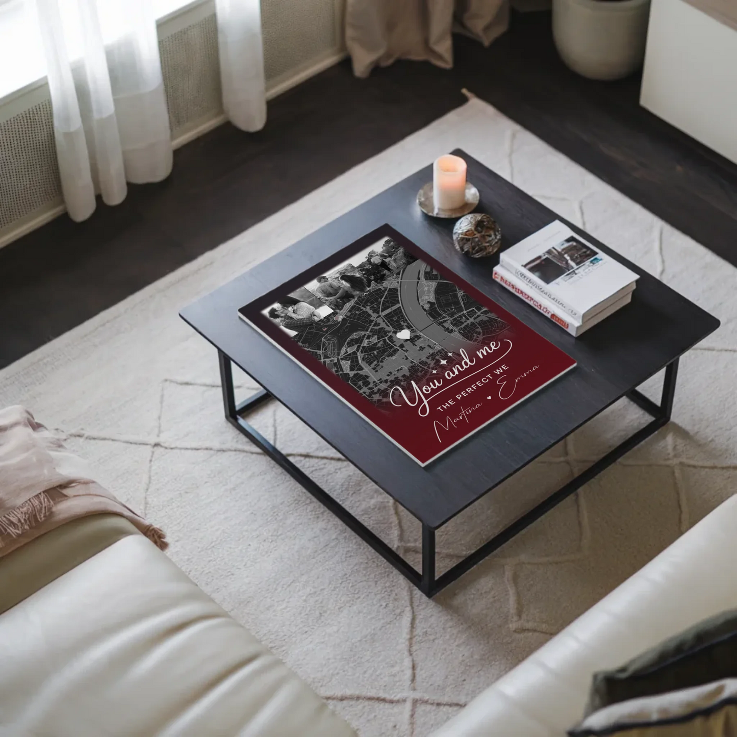 Personalisiertes Fotoboard Poster Magnetisch mit 4 Fotos und Karte Our Love Has No Limits No End