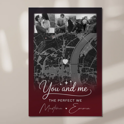 Personalisiertes Fotoboard Poster Magnetisch mit 4 Fotos und Karte Our Love Has No Limits No End
