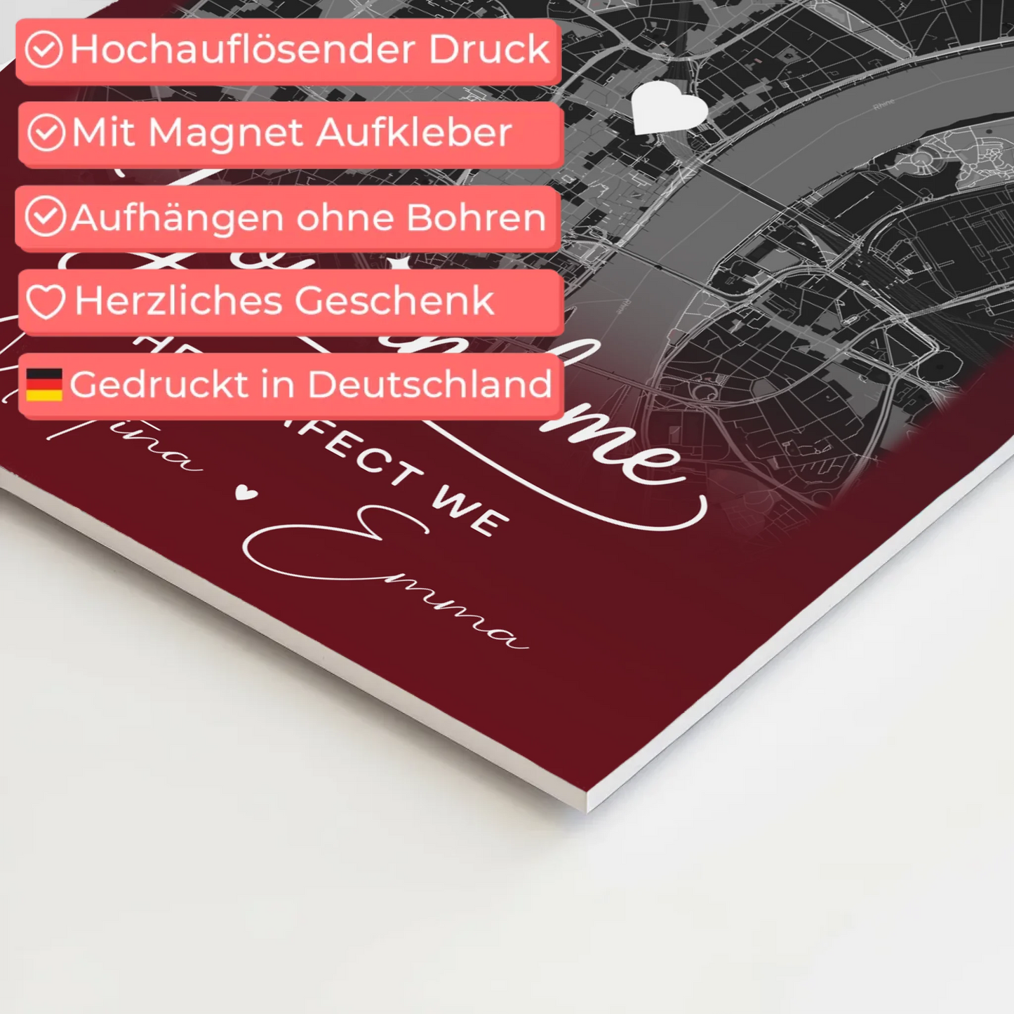Personalisiertes Fotoboard Poster Magnetisch mit 4 Fotos und Karte Our Love Has No Limits No End