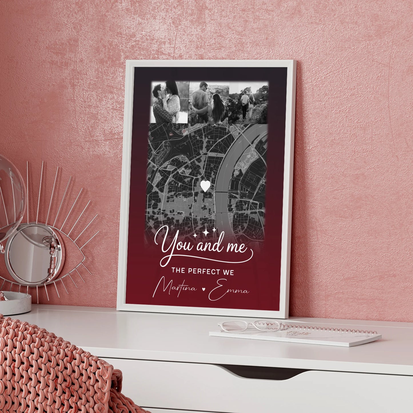 Pärchen Poster Personalisiert 4 Fotos und Karte Our love has no limits no end