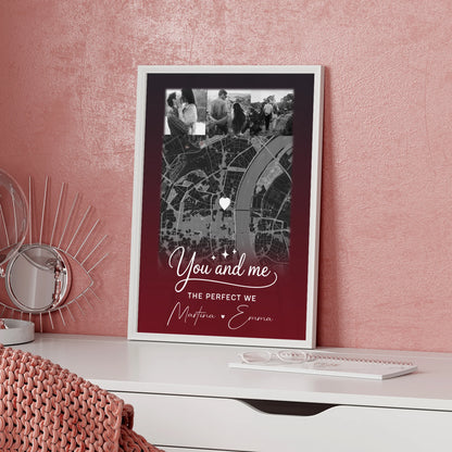 Pärchen Poster Personalisiert 4 Fotos und Karte Our love has no limits no end