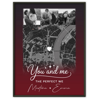 Pärchen Poster Personalisiert 4 Fotos und Karte Our love has no limits no end