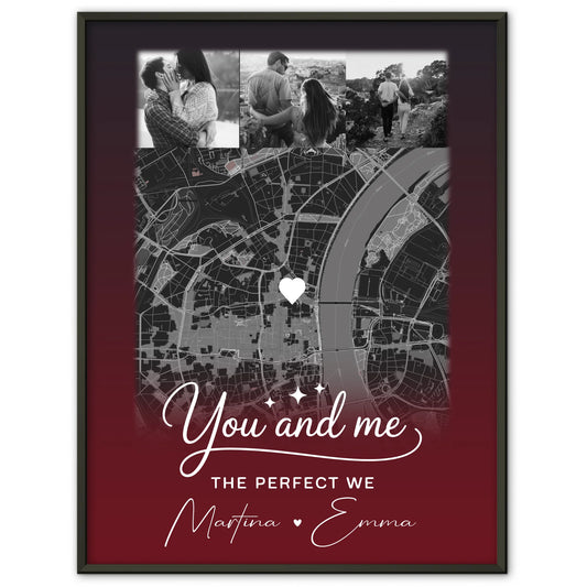 Pärchen Poster Personalisiert 4 Fotos und Karte Our love has no limits no end