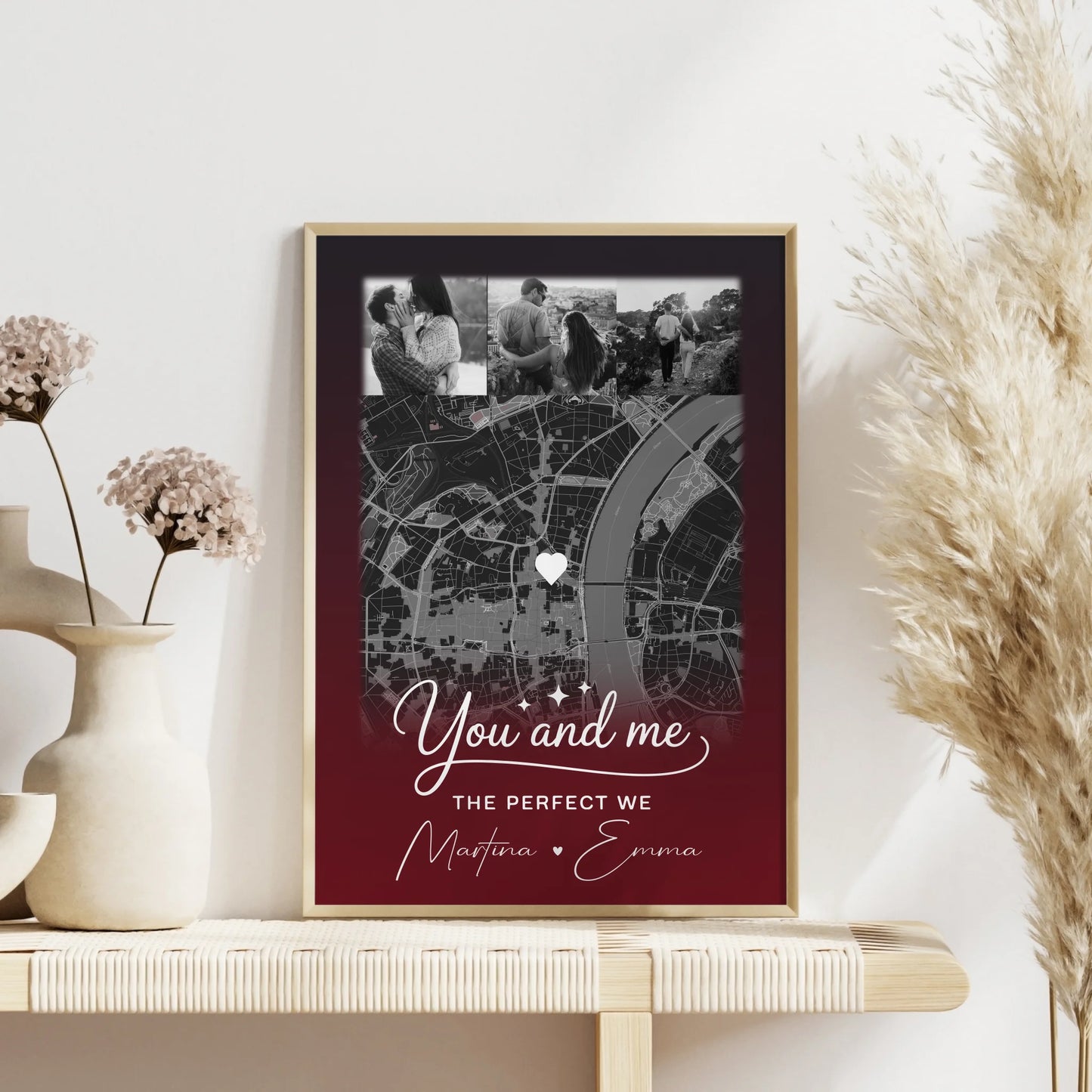 Pärchen Poster Personalisiert 4 Fotos und Karte Our love has no limits no end