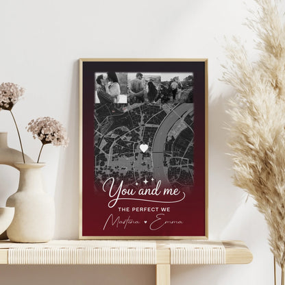 Pärchen Poster Personalisiert 4 Fotos und Karte Our love has no limits no end