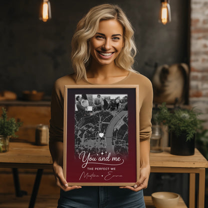 Pärchen Poster Personalisiert 4 Fotos und Karte Our love has no limits no end