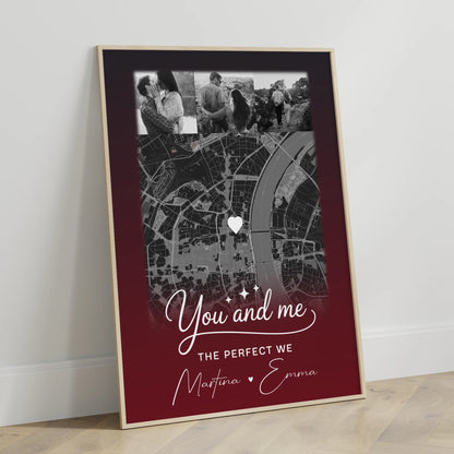 Pärchen Poster Personalisiert 4 Fotos und Karte Our love has no limits no end