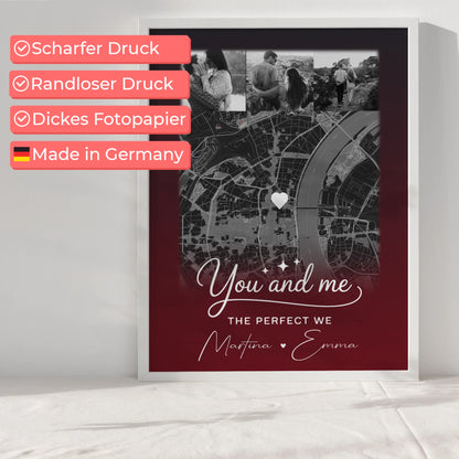 Pärchen Poster Personalisiert 4 Fotos und Karte Our love has no limits no end