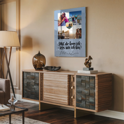 Personalisierte Geschenke mit Foto Acrylglas 4 Fotos und 1 Herz Foto Mit dir kann ich sein wie ich bin