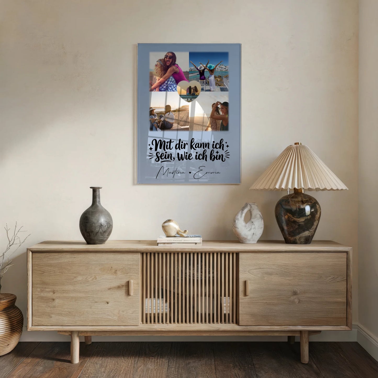 Personalisierte Geschenke mit Foto Acrylglas 4 Fotos und 1 Herz Foto Mit dir kann ich sein wie ich bin