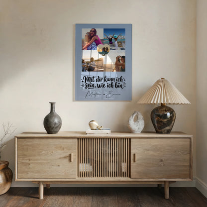 Personalisierte Geschenke mit Foto Acrylglas 4 Fotos und 1 Herz Foto Mit dir kann ich sein wie ich bin