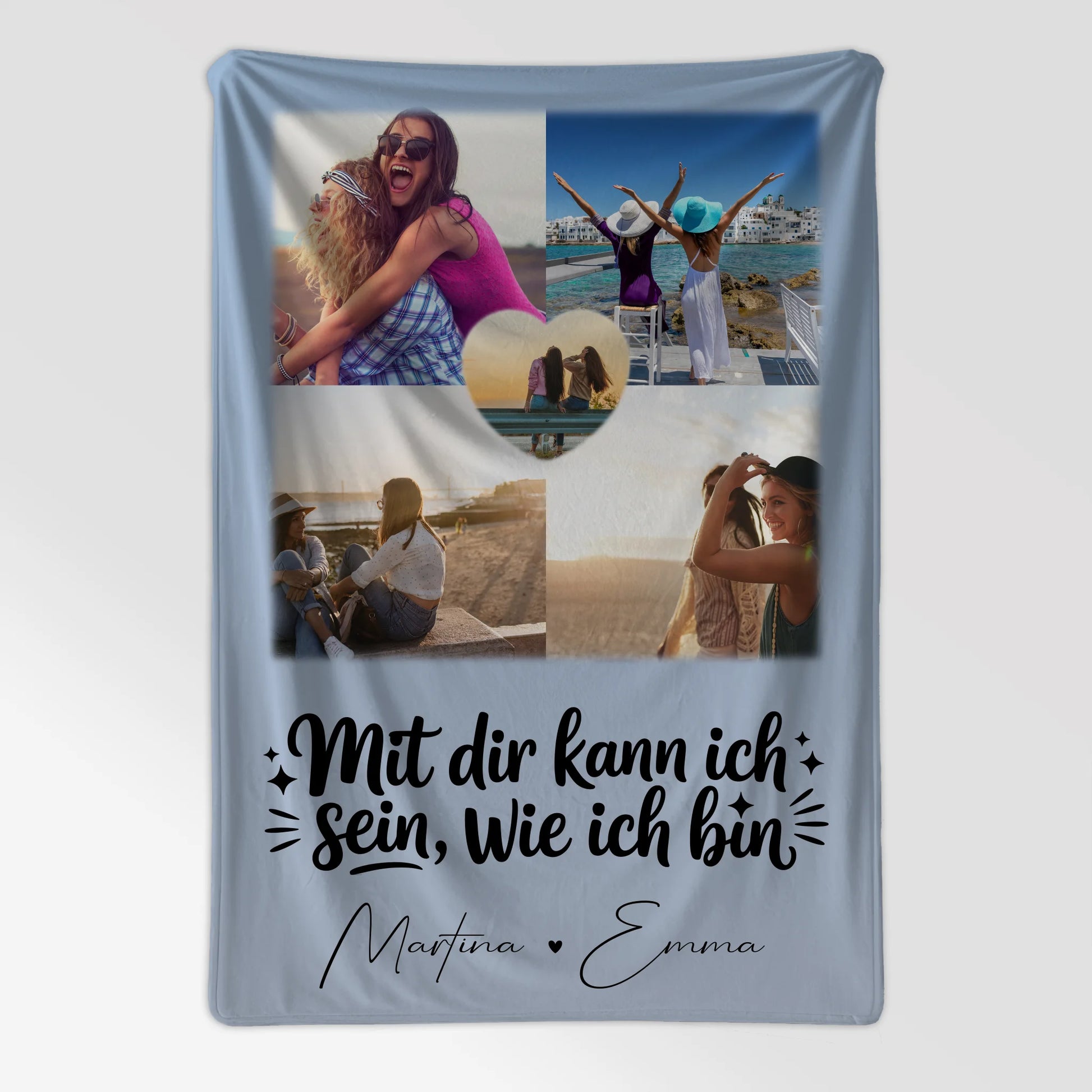 Personalisierte Kuscheldecke Mit Namen Und Motiv 4 Fotos und 1 Herz Foto Mit dir kann ich sein wie ich bin 7
