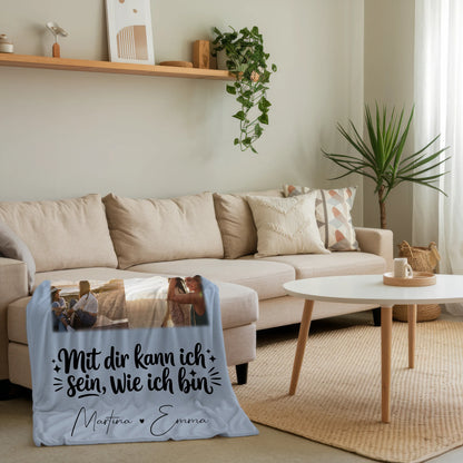 Personalisierte Kuscheldecke Mit Namen Und Motiv 4 Fotos und 1 Herz Foto Mit dir kann ich sein wie ich bin 4