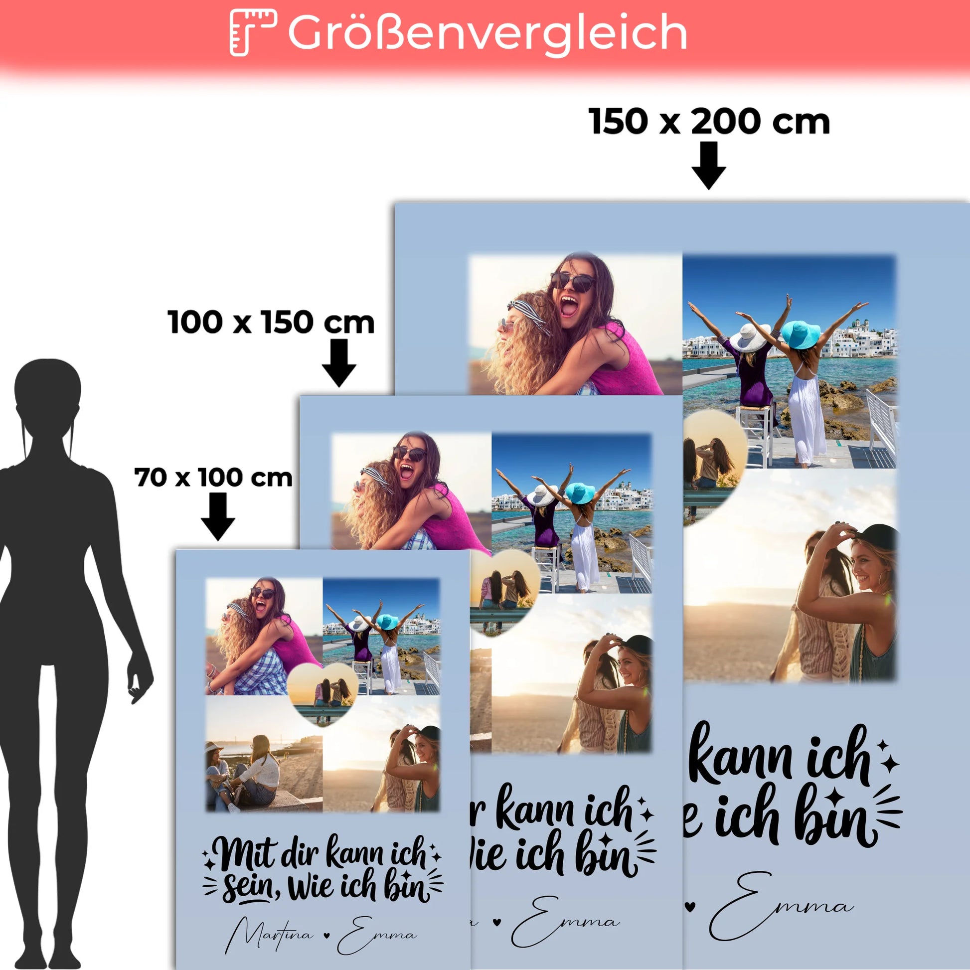 Personalisierte Kuscheldecke Mit Namen Und Motiv 4 Fotos und 1 Herz Foto Mit dir kann ich sein wie ich bin 5