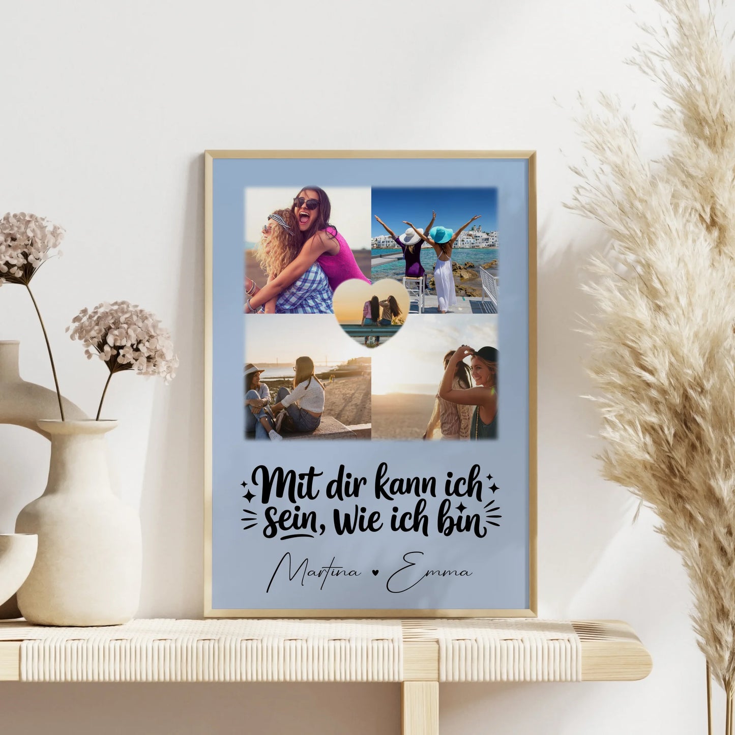Schwester Poster Personalisiert 4 Fotos und 1 Herz Foto Mit dir kann ich sein wie ich bin