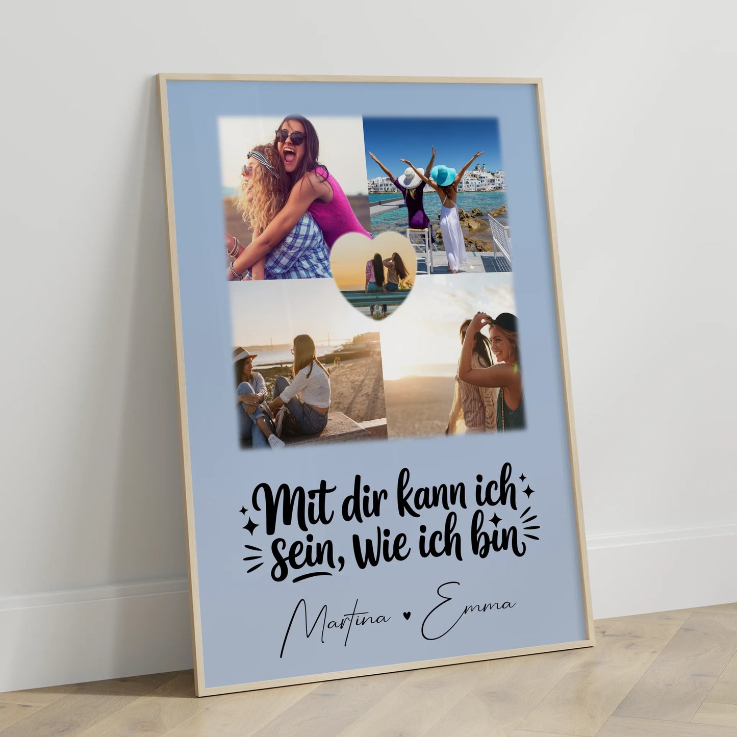 Schwester Poster Personalisiert 4 Fotos und 1 Herz Foto Mit dir kann ich sein wie ich bin