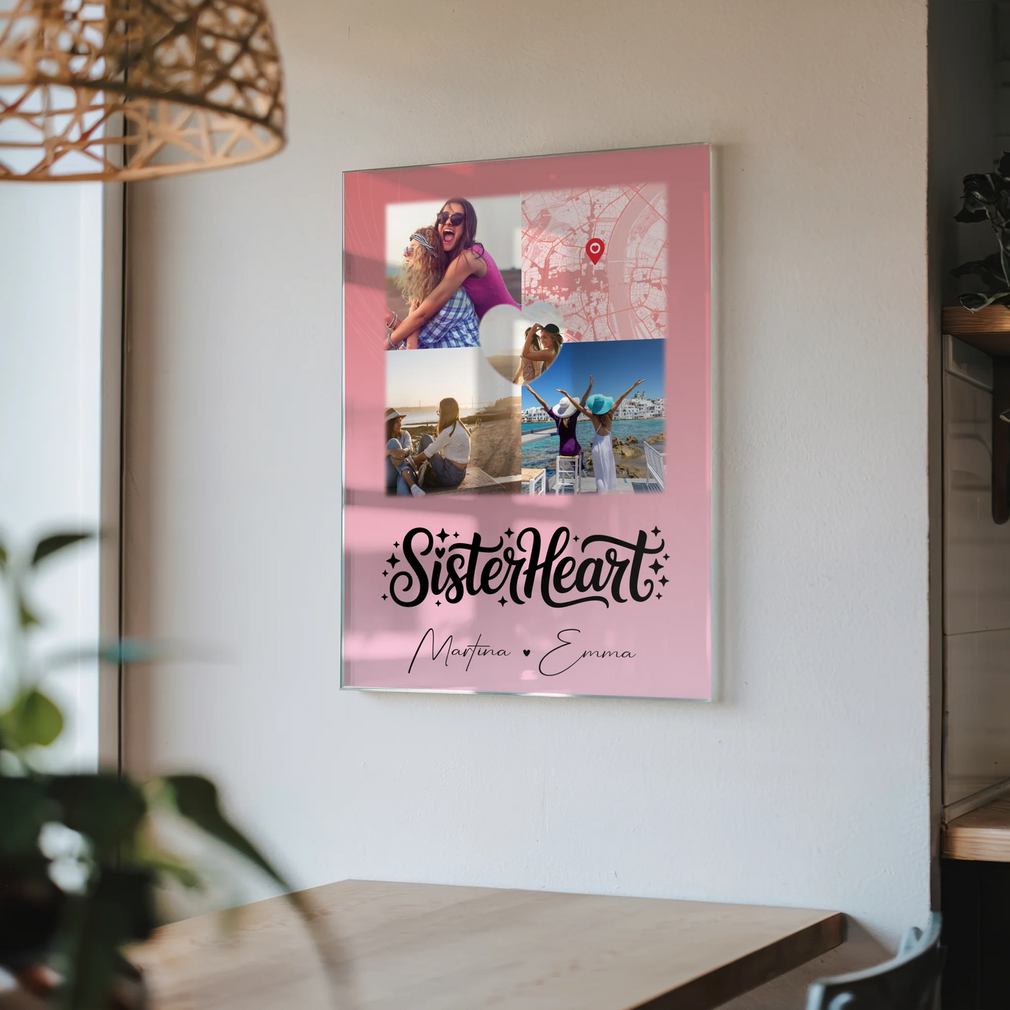 Personalisierte Acrylglas Mit Foto 3 Fotos und 1 Herz Foto Karte Sisterheart Geschenke