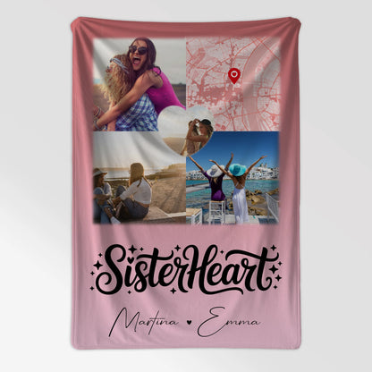Kuscheldecke Mit Namen Und Motiv 3 Fotos 1 Herz Foto Karte Sisterheart personalisiertes Geschenk 7