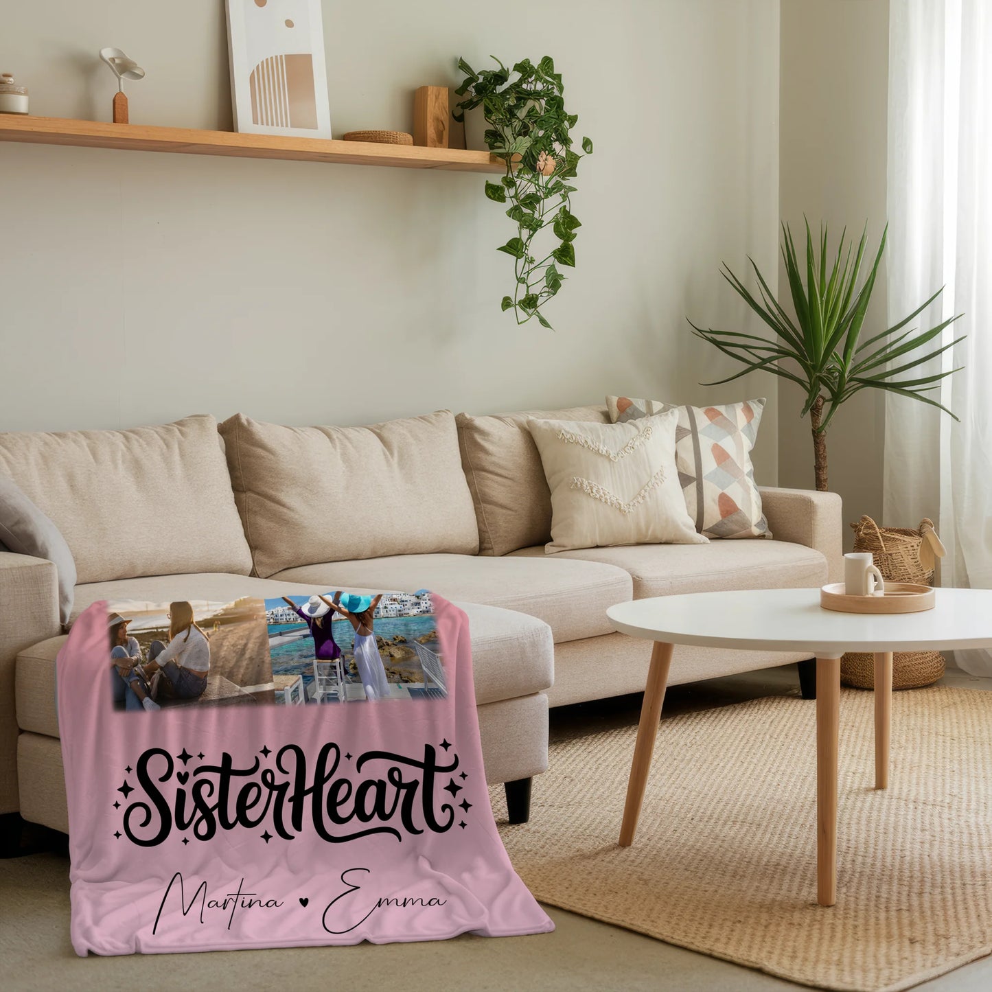 Kuscheldecke Mit Namen Und Motiv 3 Fotos 1 Herz Foto Karte Sisterheart personalisiertes Geschenk 4