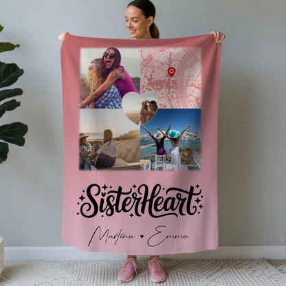 Kuscheldecke Mit Namen Und Motiv 3 Fotos 1 Herz Foto Karte Sisterheart personalisiertes Geschenk 1