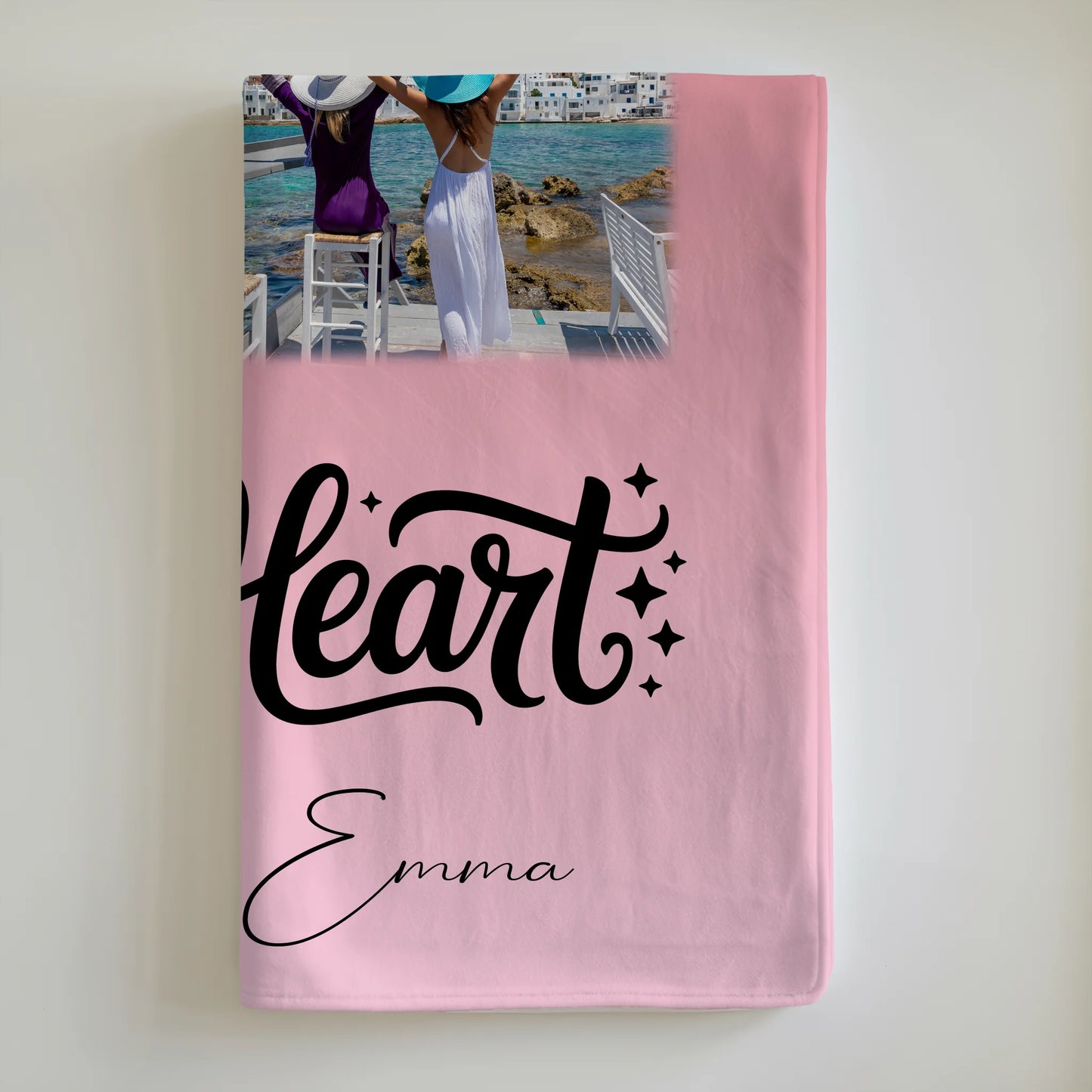 Kuscheldecke Mit Namen Und Motiv 3 Fotos 1 Herz Foto Karte Sisterheart personalisiertes Geschenk 6