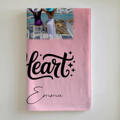 Kuscheldecke Mit Namen Und Motiv 3 Fotos 1 Herz Foto Karte Sisterheart personalisiertes Geschenk 6