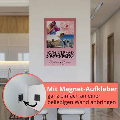 Personalisierte Fotoboard Poster Magnetisch mit 3 Fotos Herz Foto Karte Sisterheart Geschenk 5