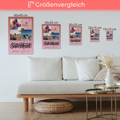Personalisierte Fotoboard Poster Magnetisch mit 3 Fotos Herz Foto Karte Sisterheart Geschenk 6
