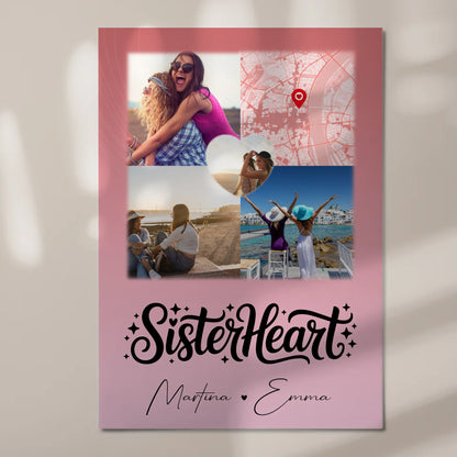 Personalisierte Fotoboard Poster Magnetisch mit 3 Fotos Herz Foto Karte Sisterheart Geschenk 7