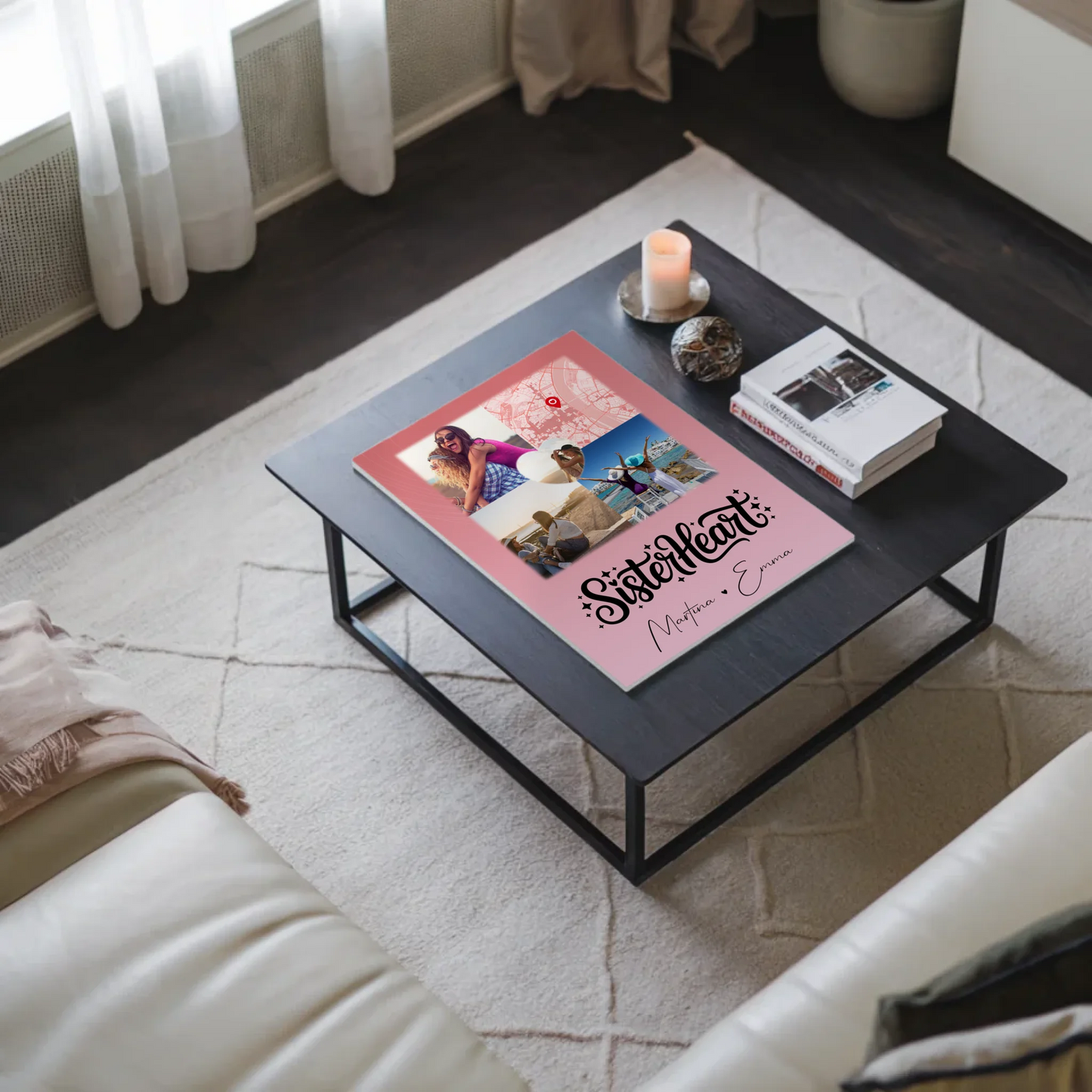 Personalisierte Fotoboard Poster Magnetisch mit 3 Fotos Herz Foto Karte Sisterheart Geschenk 9