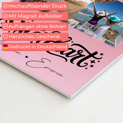 Personalisierte Fotoboard Poster Magnetisch mit 3 Fotos Herz Foto Karte Sisterheart Geschenk