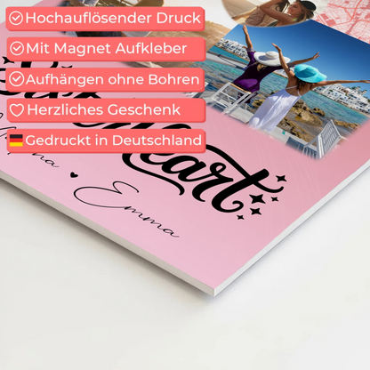 Personalisierte Fotoboard Poster Magnetisch mit 3 Fotos Herz Foto Karte Sisterheart Geschenk