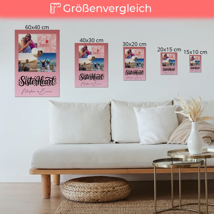 Personalisierte Fotoboard Poster Magnetisch mit 3 Fotos Herz Foto Karte Sisterheart Geschenk