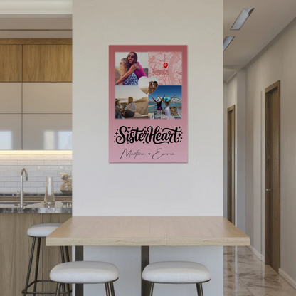 Personalisierte Fotoboard Poster Magnetisch mit 3 Fotos Herz Foto Karte Sisterheart Geschenk