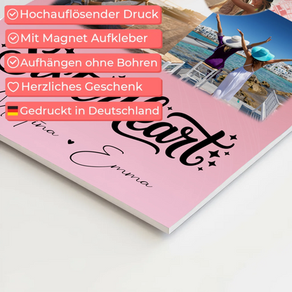 Personalisierte Fotoboard Poster Magnetisch mit 3 Fotos Herz Foto Karte Sisterheart Geschenk