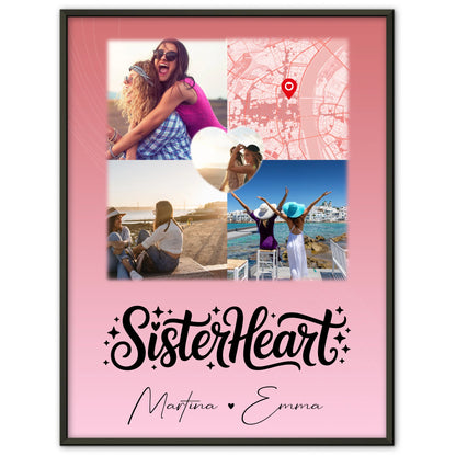 Geschwister Poster Personalisiert mit 3 Fotos und 1 Herz Foto Karte Sisterheart Geschenk