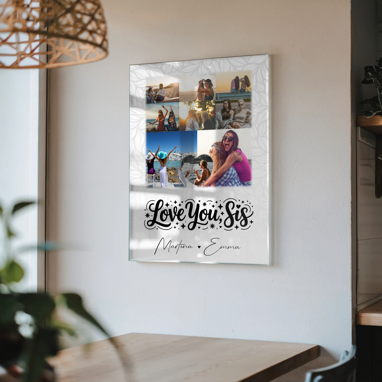 Acrylglas Mit Foto 8 Fotos und 1 Herz Foto Love You Sis personalisiertes Geschenk