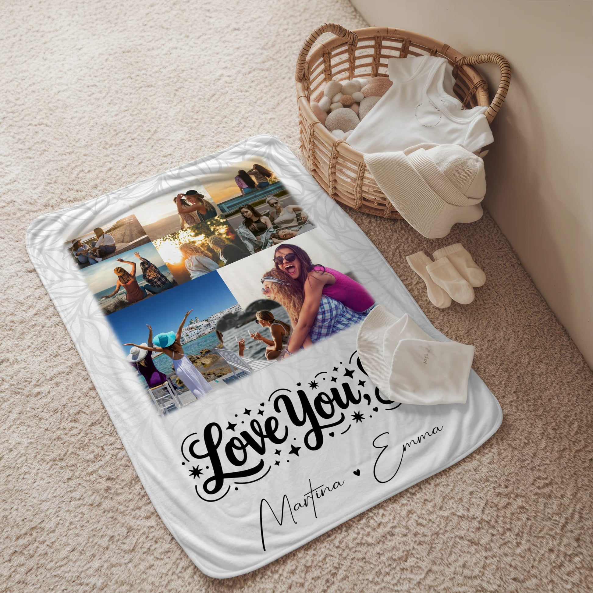 Personalisierte Kuscheldecke Mit Namen 8 Fotos und Herz Foto Love You Sis 2
