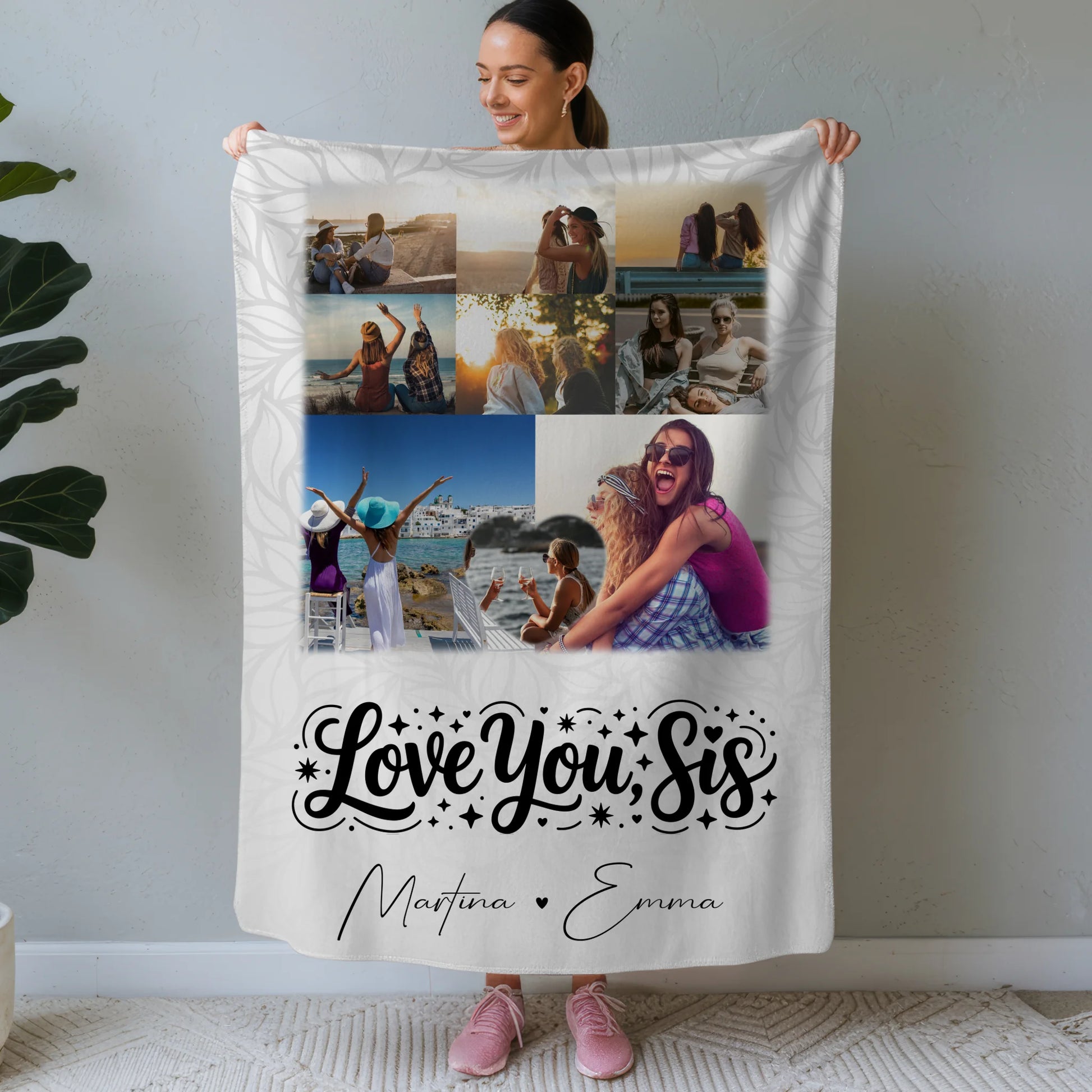 Personalisierte Kuscheldecke Mit Namen 8 Fotos und Herz Foto Love You Sis 1