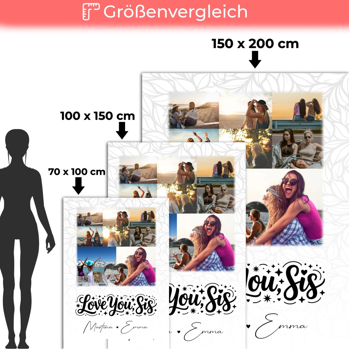 Personalisierte Kuscheldecke Mit Namen 8 Fotos und Herz Foto Love You Sis 5