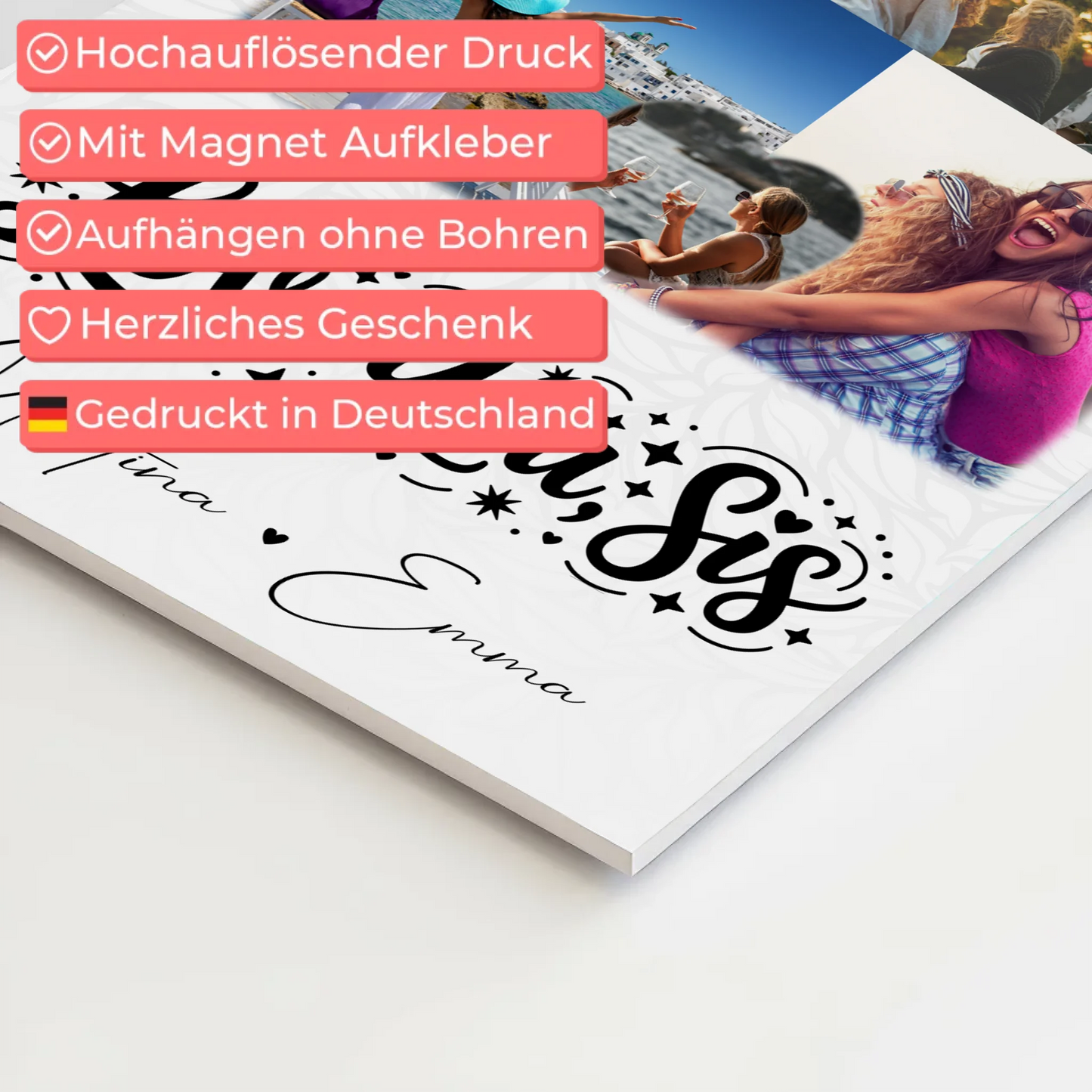 Personalisiertes Fotoboard Poster Magnetisch mit 8 Fotos und Herz Foto Love You Sis 4