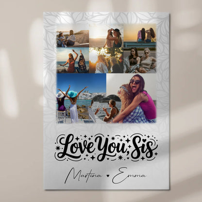 Personalisiertes Fotoboard Poster Magnetisch mit 8 Fotos und Herz Foto Love You Sis 7