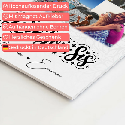 Personalisiertes Fotoboard Poster Magnetisch mit 8 Fotos und Herz Foto Love You Sis 10